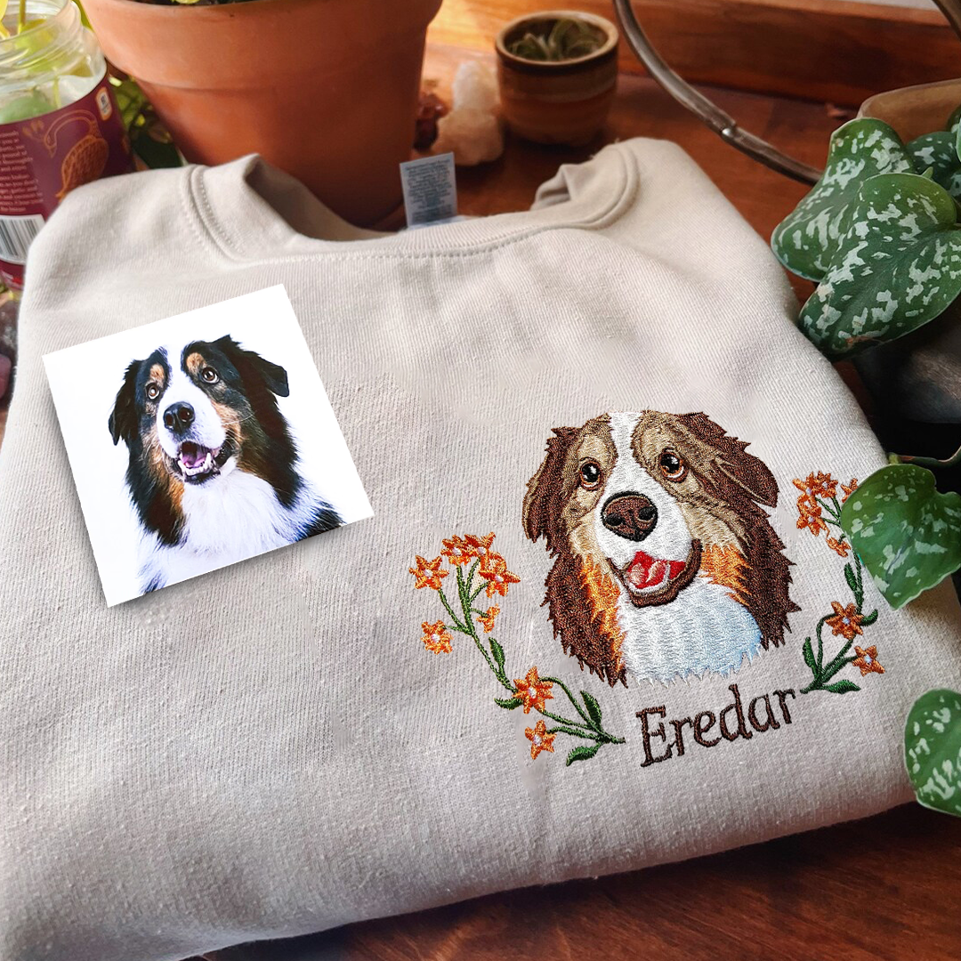Custom Dog Portrait Embroidered Sweatshirt