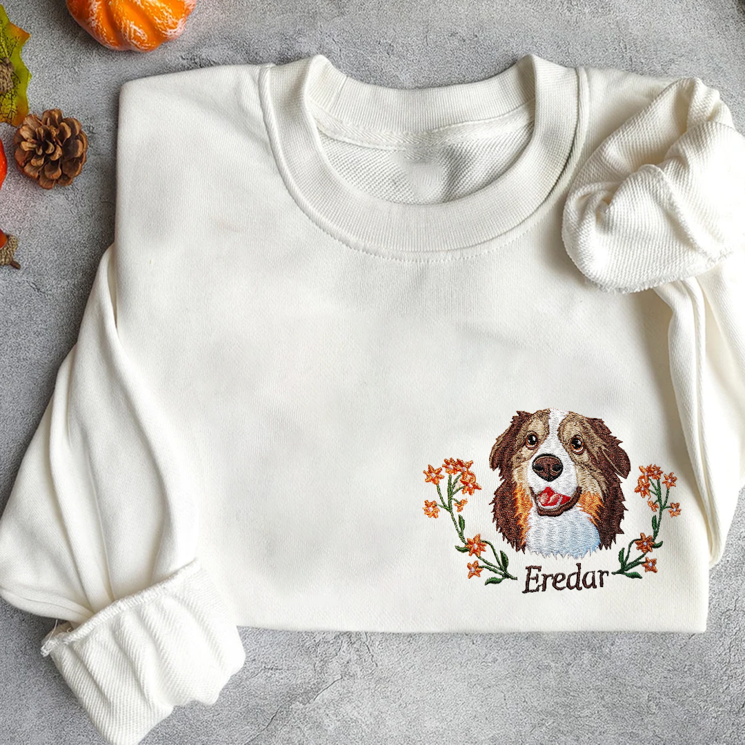 Custom Dog Portrait Embroidered Sweatshirt