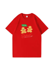 Festive Christmas Gingerbread Man Cotton T-Shirt Fun and Cozy Tee for Holiday Celebrations and Seasonal Style