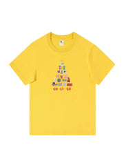 Christmas Tree Printed Cotton T-Shirt  Festive and Comfortable Tee for Holiday Cheer and Casual Celebrations