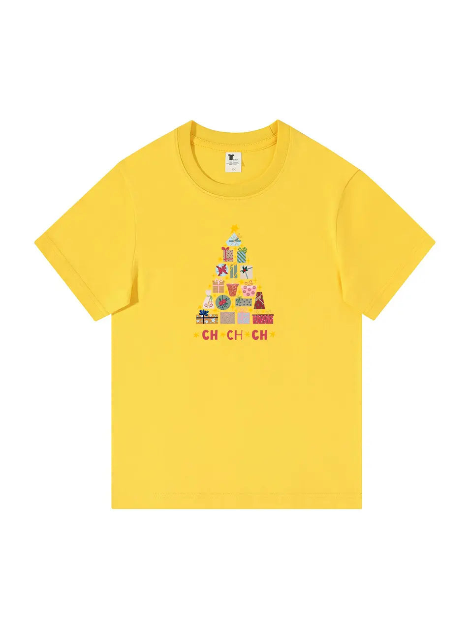 Christmas Tree Printed Cotton T-Shirt  Festive and Comfortable Tee for Holiday Cheer and Casual Celebrations