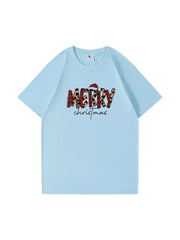 Personalized Merry Christmas Cotton T-shirt Festive Holiday Apparel Great Gift Idea