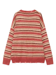 Vintage Crew Neck Stripped Sweatshirt Women