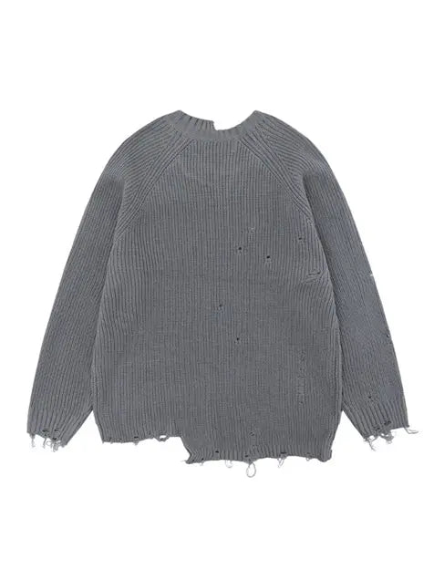 Women Ragged Hem Holes Sweater