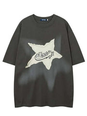 Men's Star Washed Vintage Letter Graphic Tee