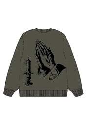 350g Cotton Hallow God Printed Wash Old Sweatshirt for Easter
