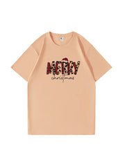 Personalized Merry Christmas Cotton T-shirt Festive Holiday Apparel Great Gift Idea