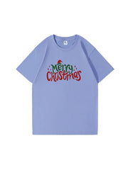 Custom Merry Christmas Cotton T-Shirt Festive and Comfortable Tee for Holiday Celebrations and Seasonal Cheer