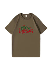 Custom Merry Christmas Cotton T-Shirt Festive and Comfortable Tee for Holiday Celebrations and Seasonal Cheer