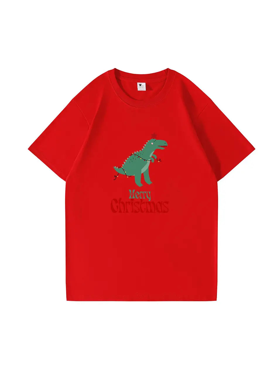 Christmas Dinosaur Printed Cotton T-Shirt Fun and Festive Tee for Holiday Cheer and Dino Lovers