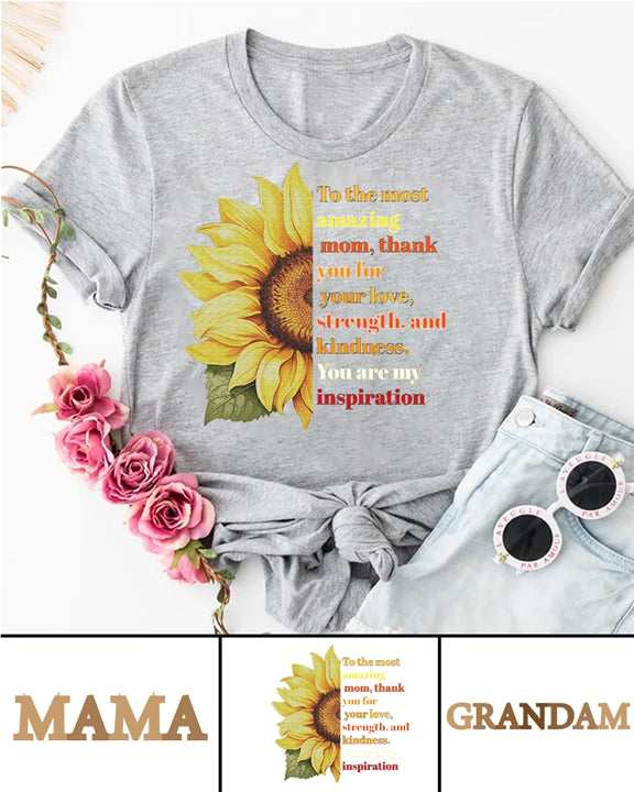270g Sunflower Mama Letter Printed Wash Old Cotton T-shirt