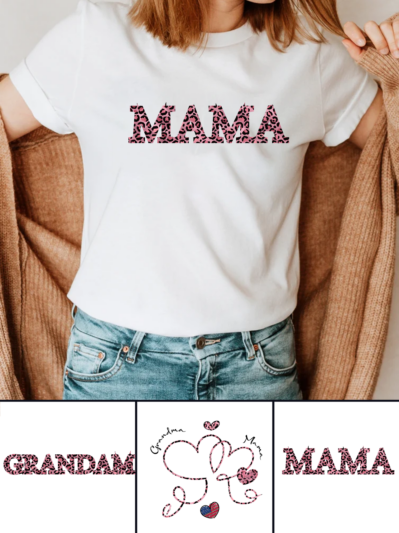 180g Leopard Print MAMA Love Printed Cotton T-shirt