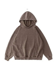 360g Back Blue Butterfly Printed Wash Old Cotton Hoodie