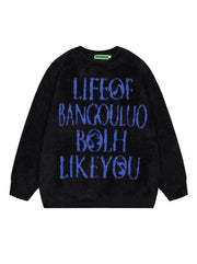 Men Letter Pattern Long Sleeve Sweater