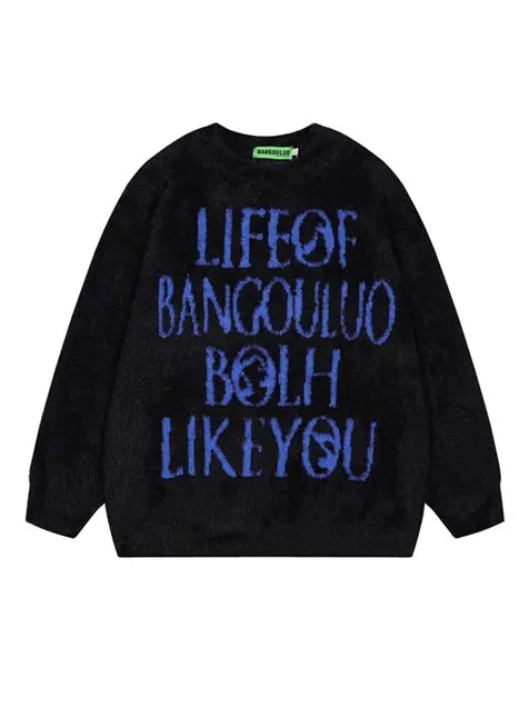 Men Letter Pattern Long Sleeve Sweater