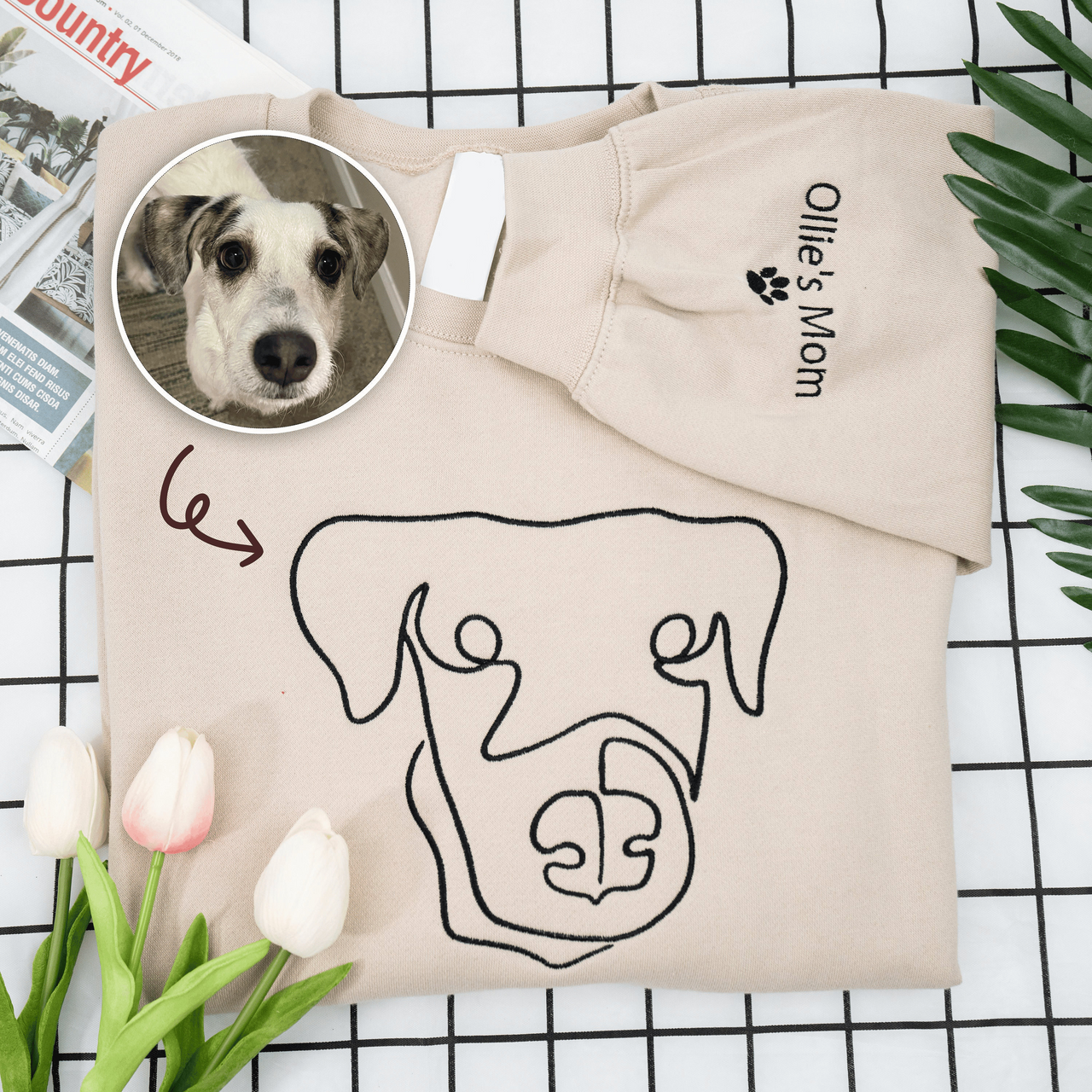 Custom Embroidered Dog Hoodie for Dog Mom