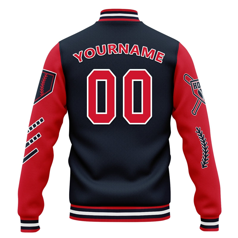 Men Custom Black Red Letterman Two-Tone Baseball Jacket