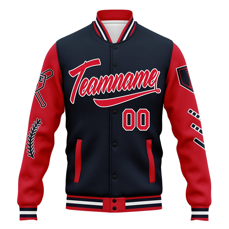 Men Custom Black Red Letterman Two-Tone Baseball Jacket