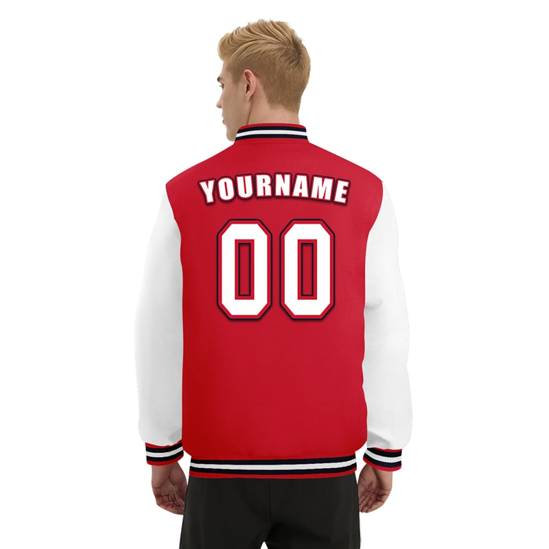 Men Custom Red White Letterman Two-Tone Baseball Jacket