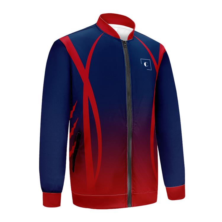 Men Custom Navy Blue Red Strip Letterman Two-Tone Baseball Jacket