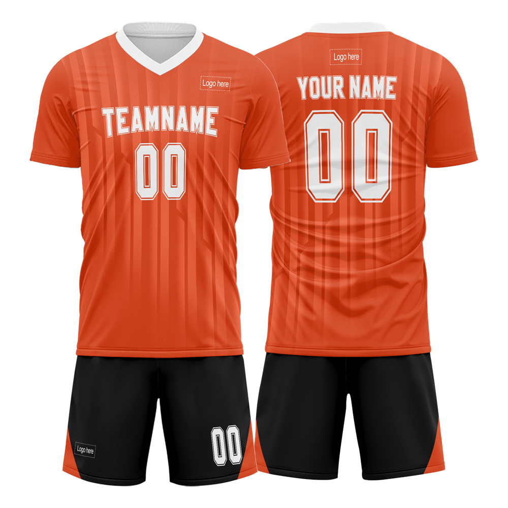 Custom Orange White Collar Sublimation Soccer Uniform Jersey