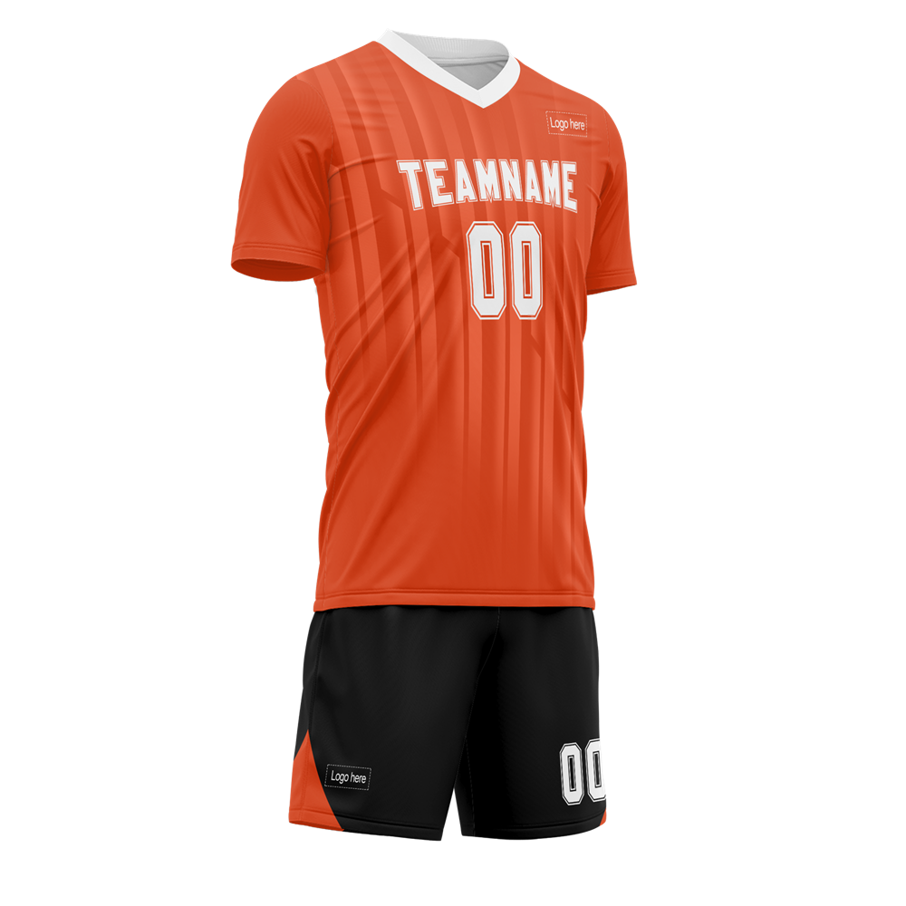 Custom Orange White Collar Sublimation Soccer Uniform Jersey