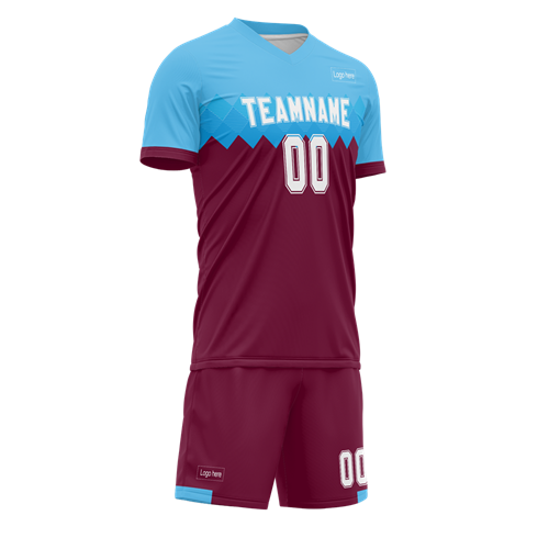 Custom Blue Red Contrast Color Soccer Uniform Jersey