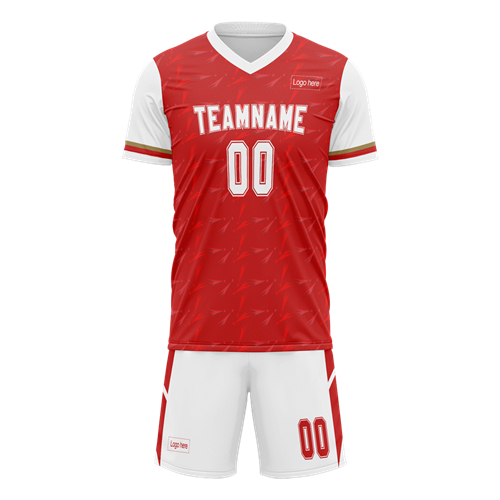 Custom Figure Red White Sublimation Soccer Uniform Jersey
