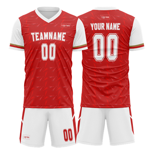 Custom Figure Red White Sublimation Soccer Uniform Jersey